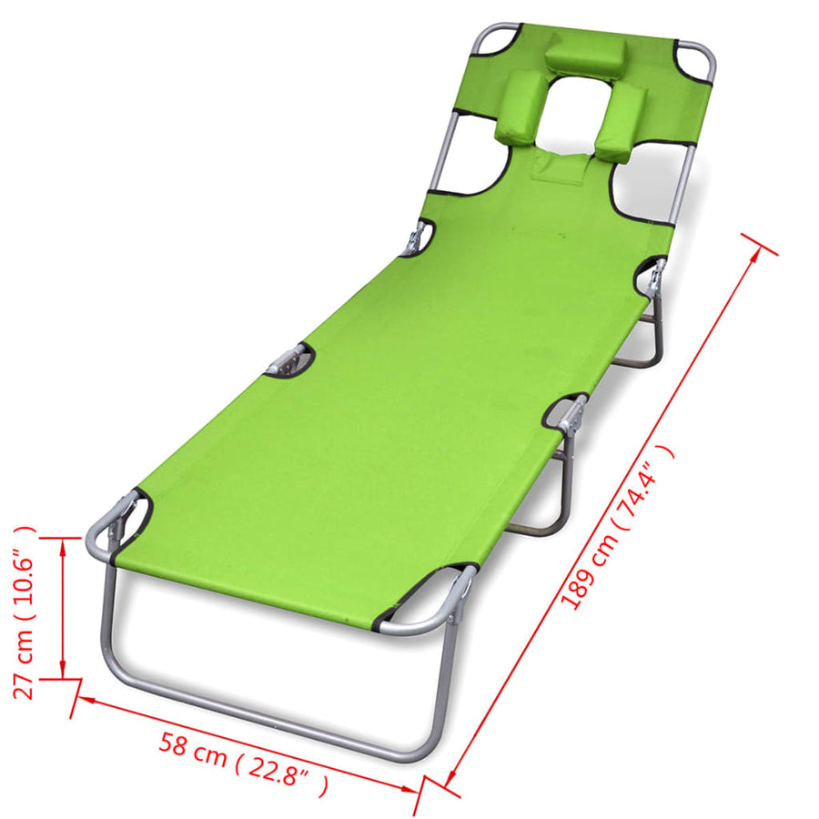 Ligbed Inklapbaar Met Hoofdkussen Gepoedercoat Staal Groen 1