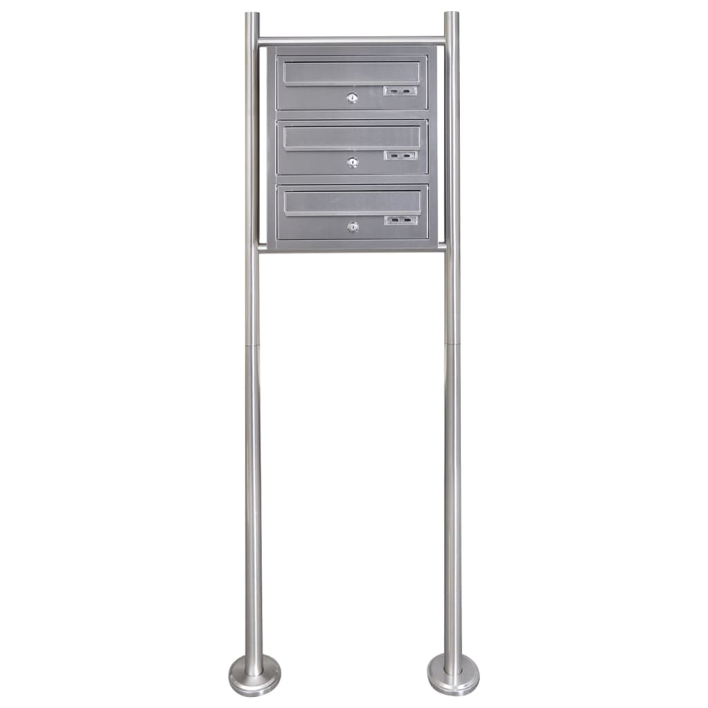 Brievenbus op standaard roestvrij staal driedubbel