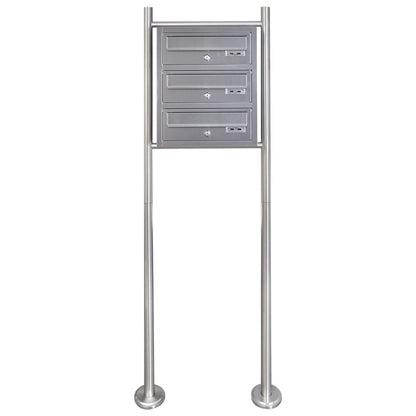 Brievenbus op standaard roestvrij staal driedubbel