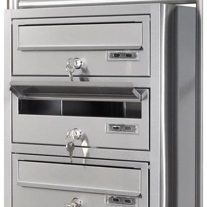 Brievenbus op standaard roestvrij staal driedubbel