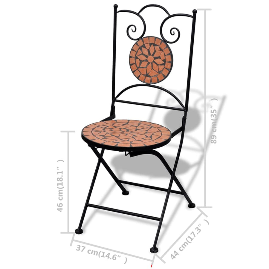Bistrostoelen Inklapbaar Keramiek Terracottakleurig Bruin