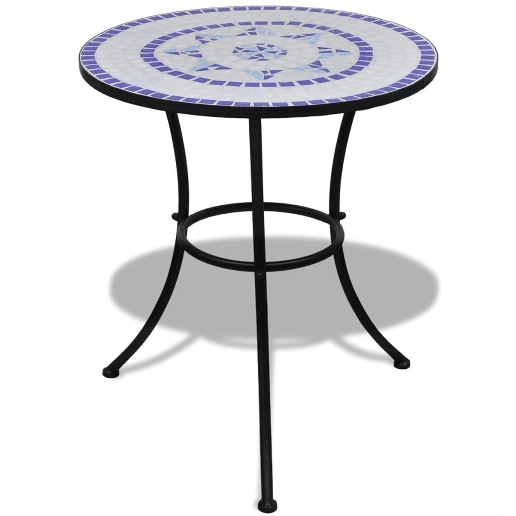 Bistrotafel 60 Cm Mozaïek En Wit Blauw Rond