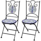 Bistrostoelen inklapbaar 2 st keramiek blauw wit