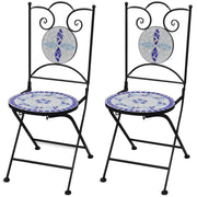 Bistrostoelen inklapbaar 2 st keramiek blauw wit