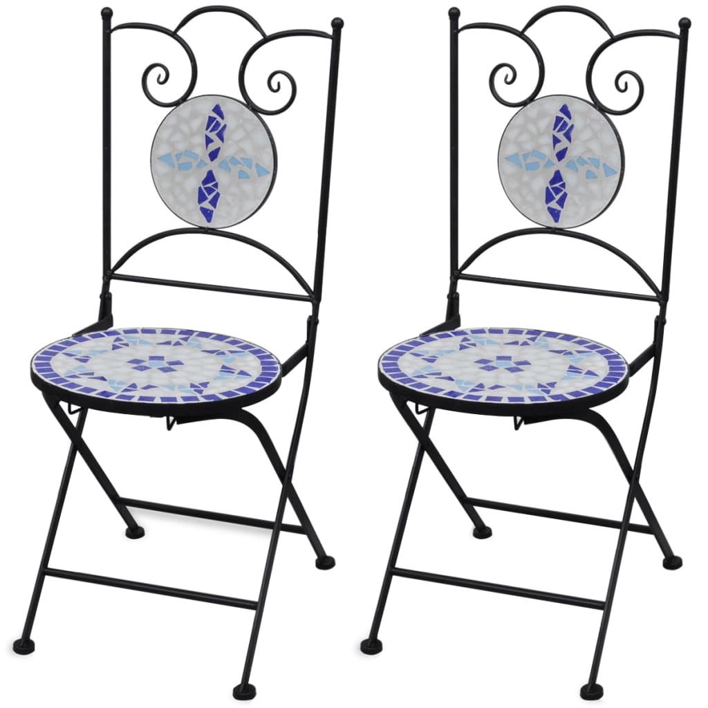Bistrostoelen Inklapbaar Keramiek En Wit Blauw