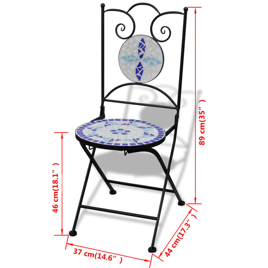 Bistrostoelen Inklapbaar Keramiek En Wit Blauw