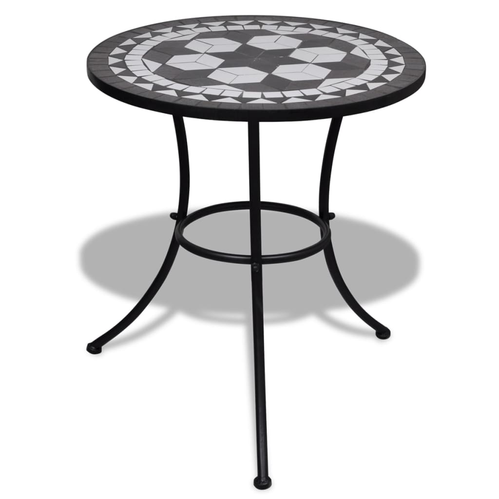 Bistrotafel 60 Cm Mozaïek En Wit Zwart Rond