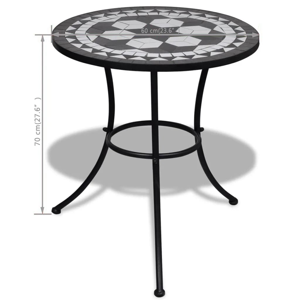Bistrotafel 60 Cm Mozaïek En Wit Zwart Rond