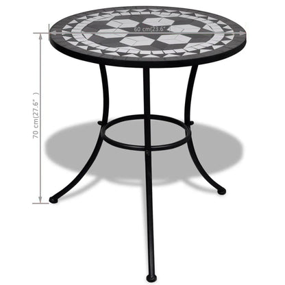 Bistrotafel 60 Cm Mozaïek En Wit Zwart Rond