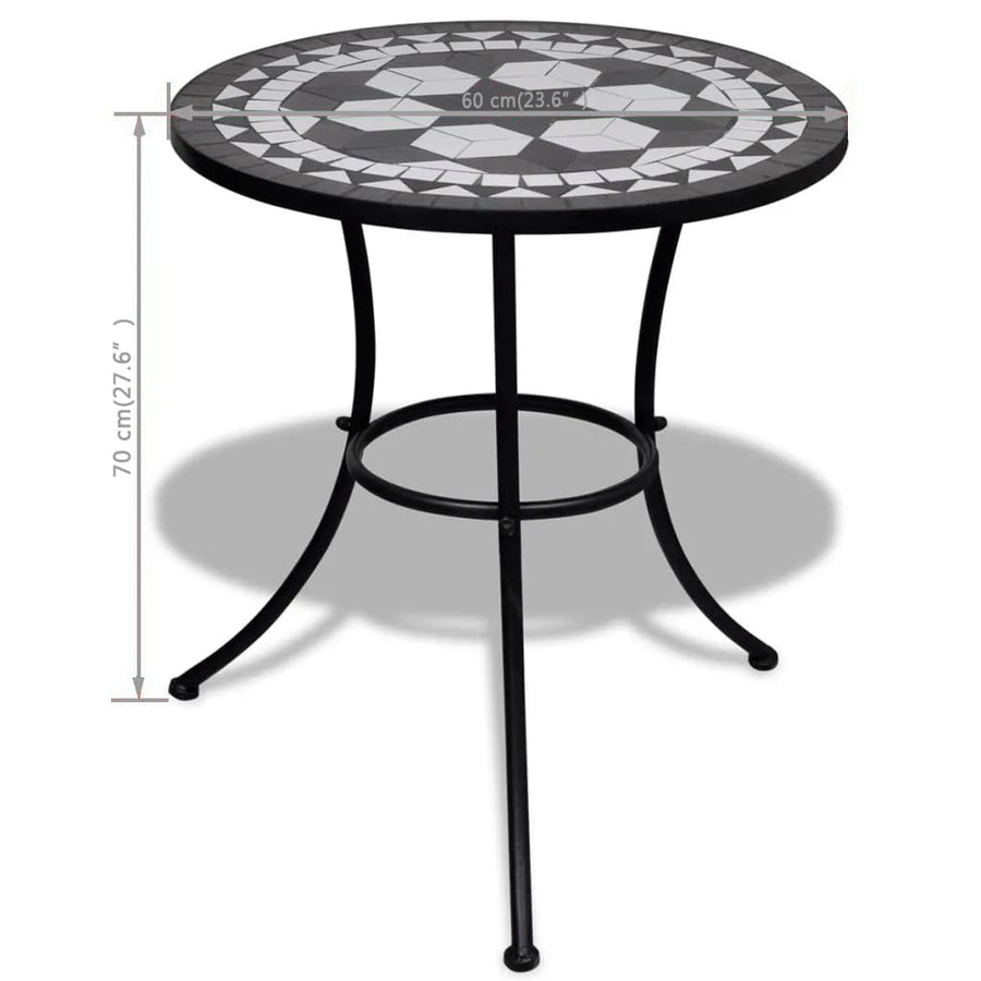 Bistrotafel 60 Cm Mozaïek En Wit Zwart Rond