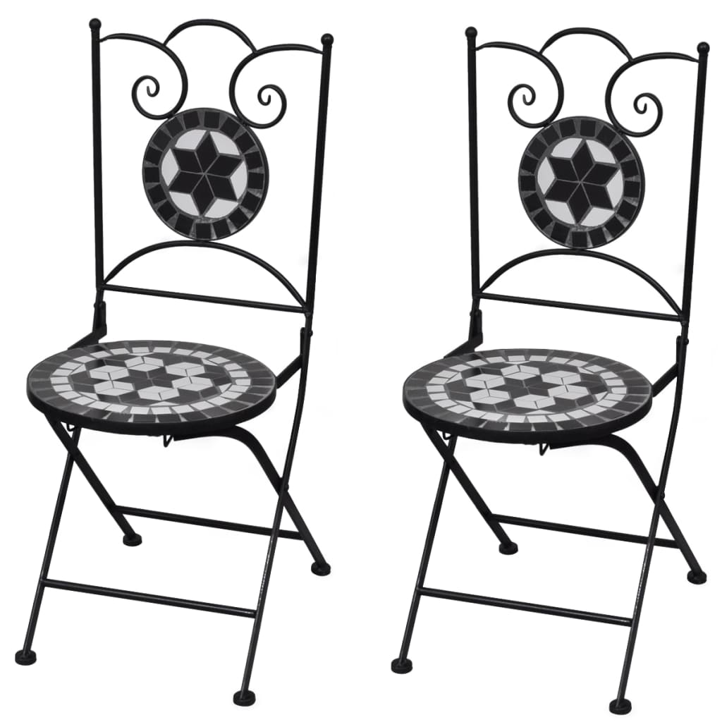 Bistrostoelen Inklapbaar Keramiek En Wit Zwart