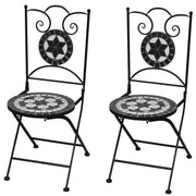 Bistrostoelen inklapbaar 2 st keramiek zwart wit 37x44x89 cm