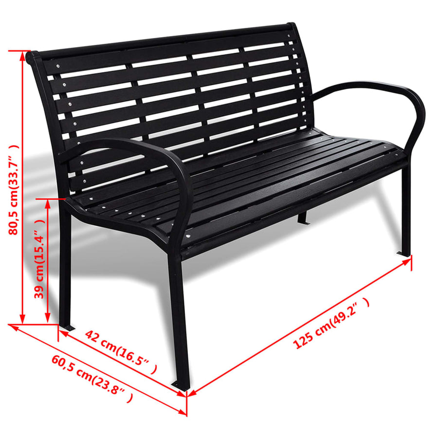 Tuinbank Staal En Hkc Zwart 125 cm