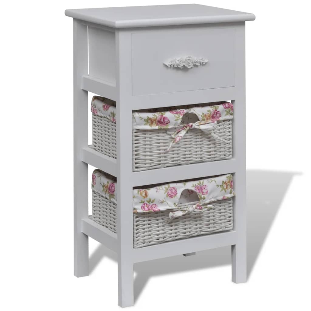 Kast Met 1 Lade En 2 Manden Paulowniahout Wit 35 x 25 x 60.5 cm
