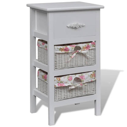 Kast Met 1 Lade En 2 Manden Paulowniahout Wit 35 x 25 x 60.5 cm