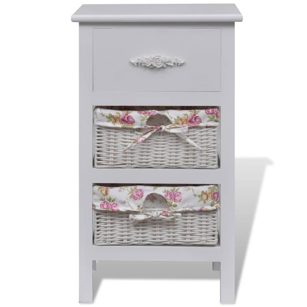 Kast Met 1 Lade En 2 Manden Paulowniahout Wit 35 x 25 x 60.5 cm