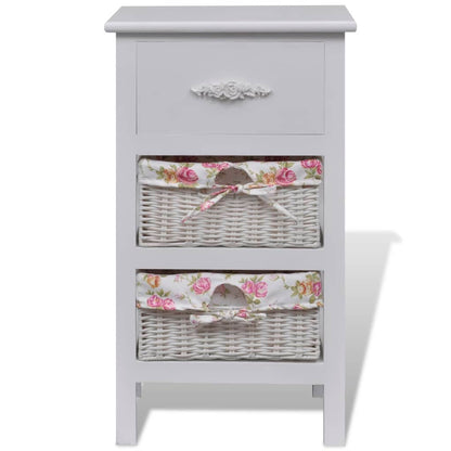 Kast Met 1 Lade En 2 Manden Paulowniahout Wit 35 x 25 x 60.5 cm