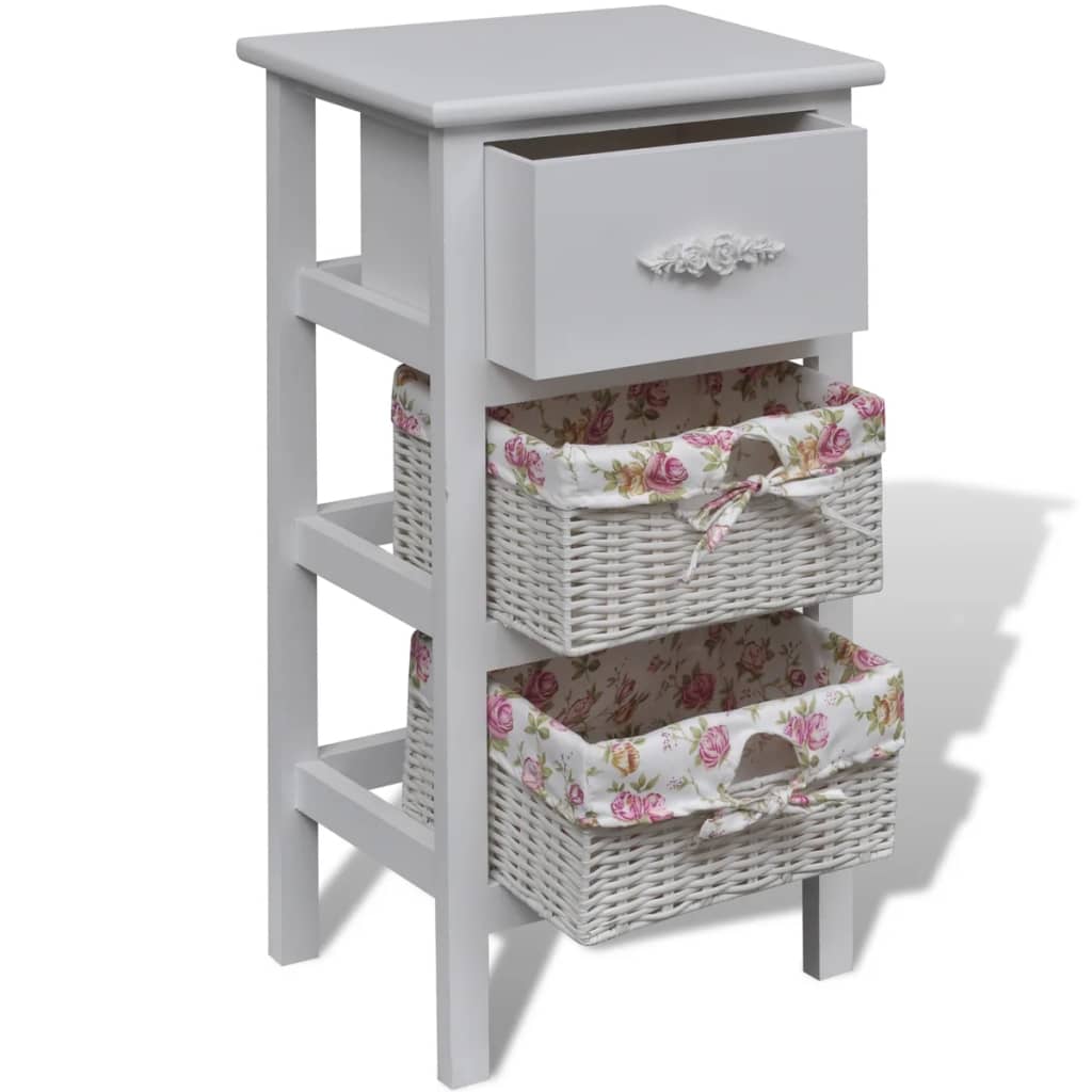 Kast Met 1 Lade En 2 Manden Paulowniahout Wit 35 x 25 x 60.5 cm