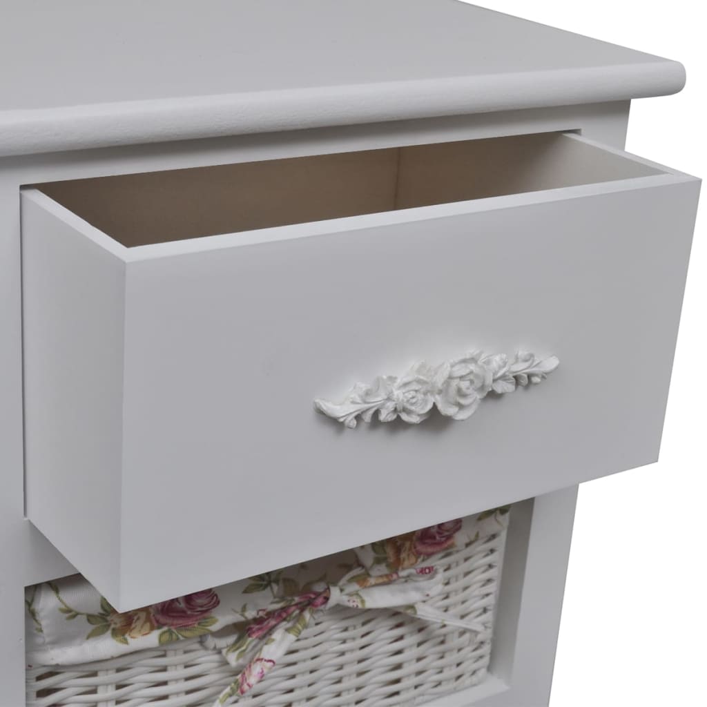 Kast Met 1 Lade En 2 Manden Paulowniahout Wit 35 x 25 x 60.5 cm