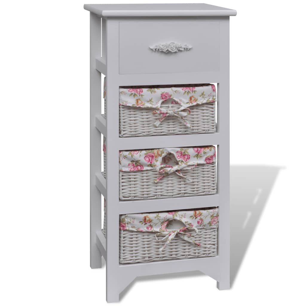 Kast Met Lade En 3 Manden Paulowniahout Wit 1 35 x 27 x 73.5 cm