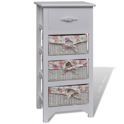 Kast Met Lade En 3 Manden Paulowniahout Wit 1 35 x 27 x 73.5 cm