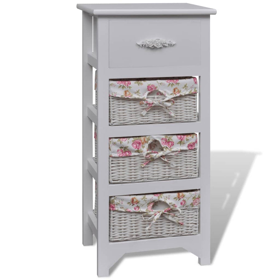 Kast Met Lade En 3 Manden Paulowniahout Wit 1 35 x 27 x 73.5 cm