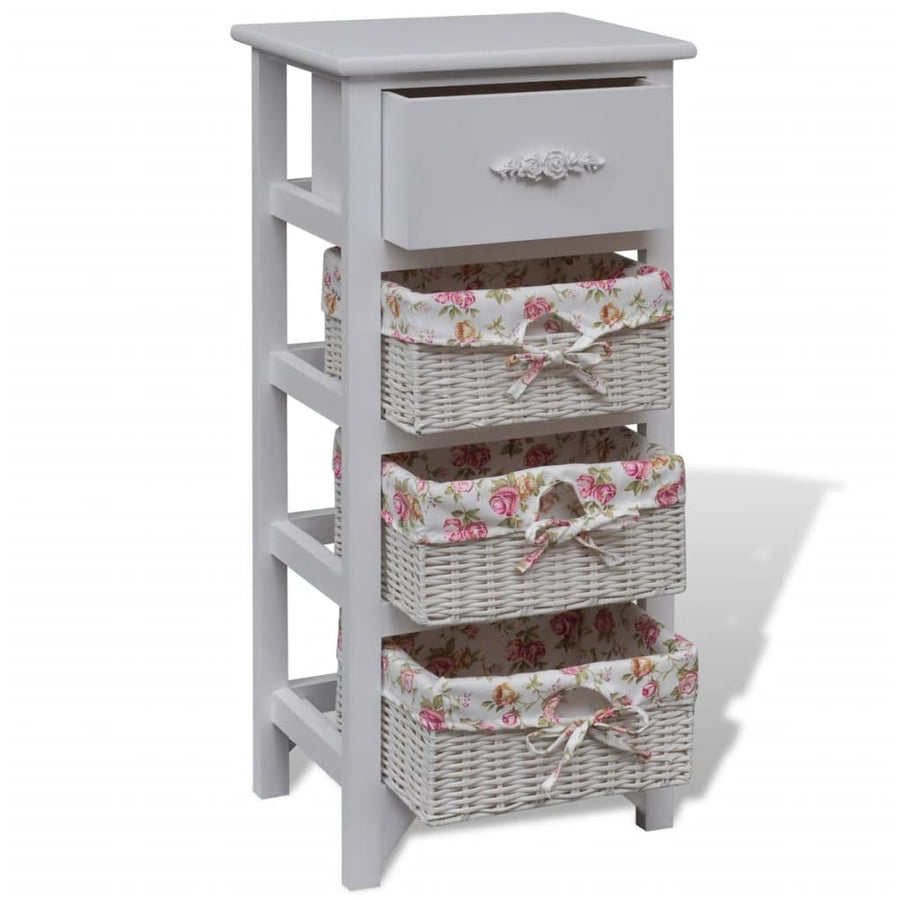 Kast Met Lade En 3 Manden Paulowniahout Wit 1 35 x 27 x 73.5 cm