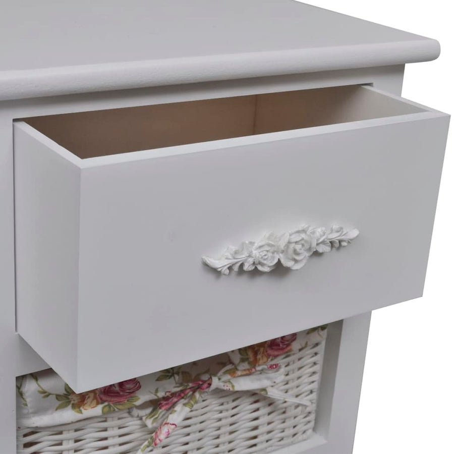 Kast Met Lade En 3 Manden Paulowniahout Wit 1 35 x 27 x 73.5 cm