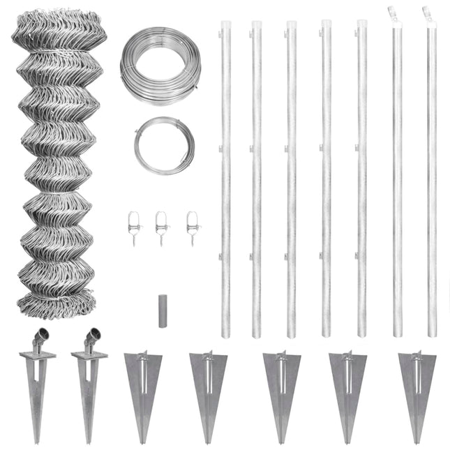 Gaashek Met Palen 5X0,8 M Gegalvaniseerd Staal 15 x 0.8 m Zilver