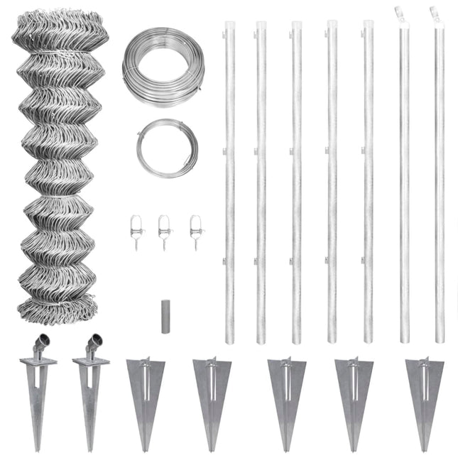 Gaashek met palen 15x1,25 m gegalvaniseerd staal 15 x 1.25 m Zilver