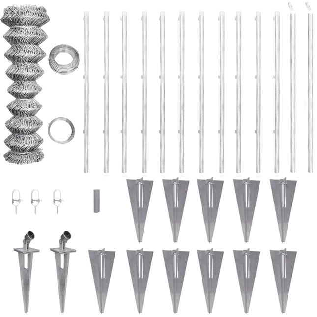 Gaashek met palen 25x1,5 m gegalvaniseerd staal 25 x 1.5 m Zilver