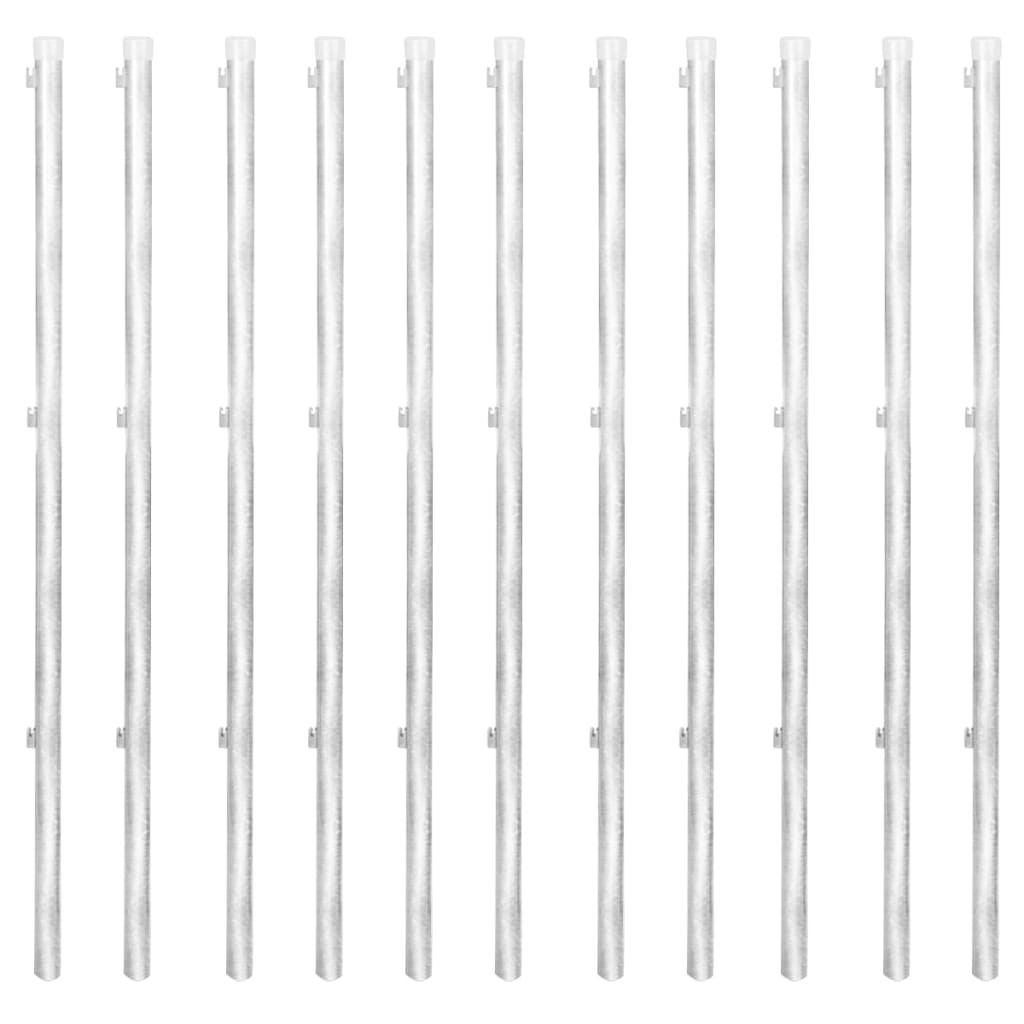 Gaashek met palen 25x1,5 m gegalvaniseerd staal 25 x 1.5 m Zilver