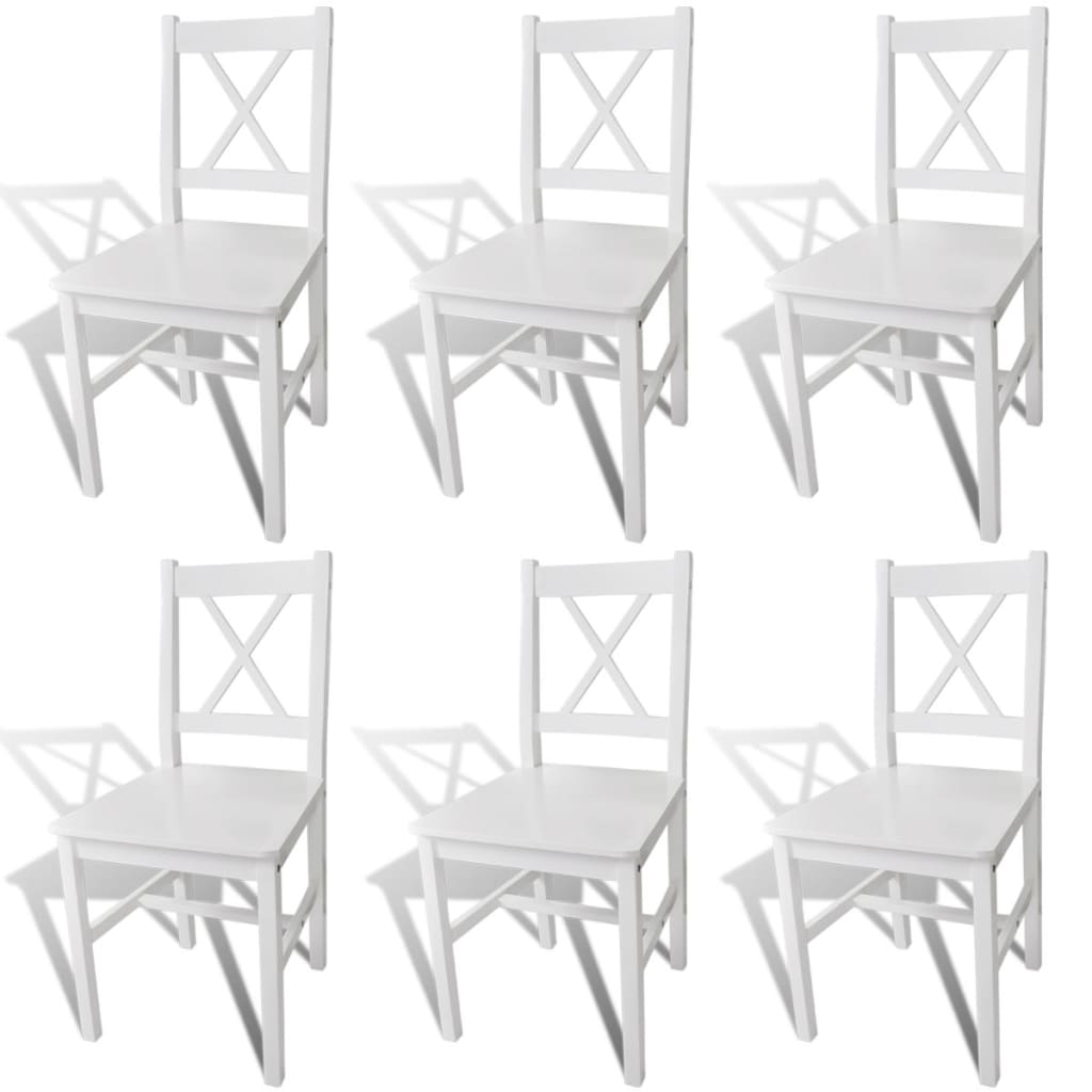 Eetkamerstoelen Grenenhout 6 Wit