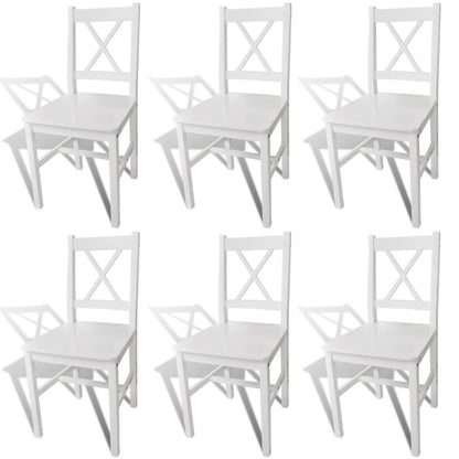 Eetkamerstoelen Grenenhout 6 Wit
