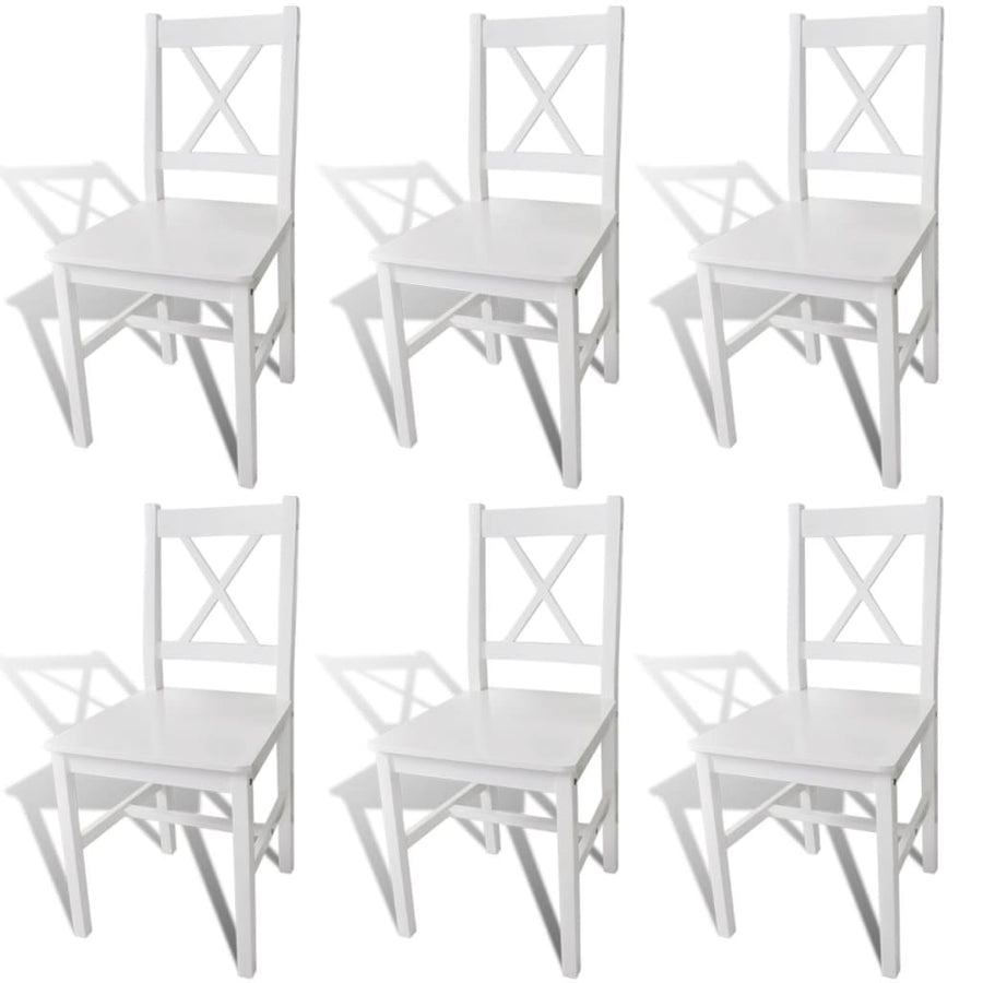 Eetkamerstoelen Grenenhout 6 Wit