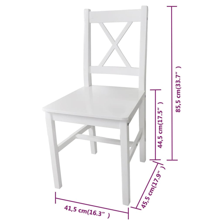 Eetkamerstoelen Grenenhout 6 Wit