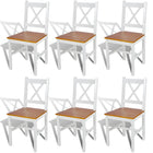 Eetkamerstoelen 6 stuks massief grenenhout wit