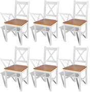 Eetkamerstoelen 6 stuks massief grenenhout wit