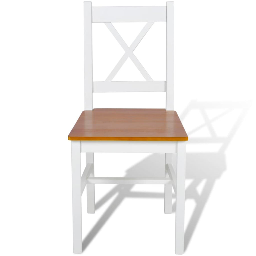 Eetkamerstoelen Grenenhout 6 wit en beige
