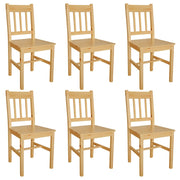 Eetkamerstoelen 6 stuks massief grenenhout beige