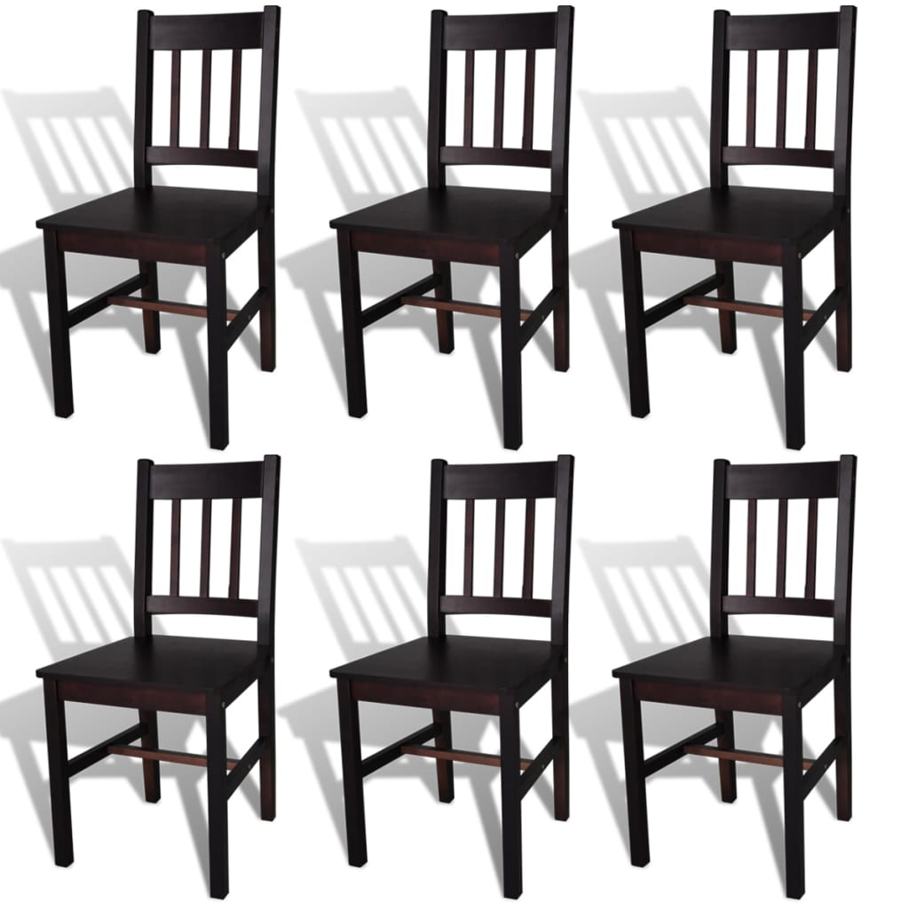 Eetkamerstoelen Grenenhout 6 Donkerbruin