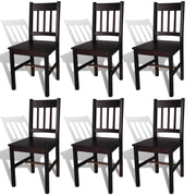 Eetkamerstoelen 6 st massief grenenhout donkerbruin