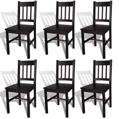 Eetkamerstoelen Grenenhout 6 Donkerbruin