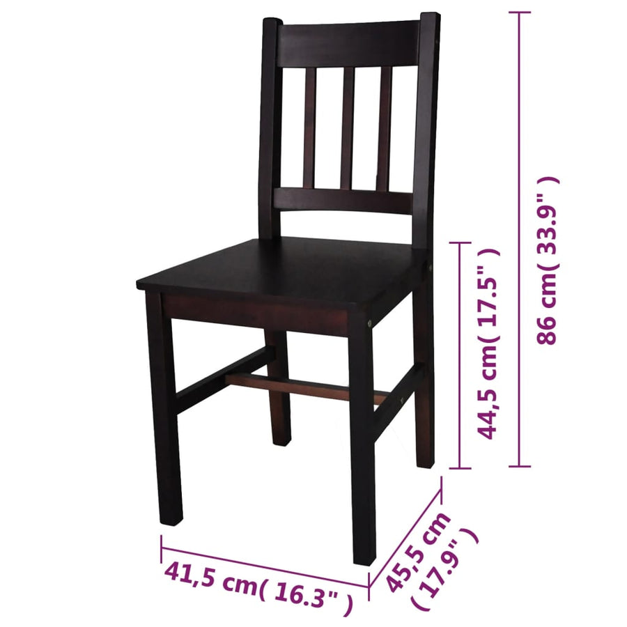 Eetkamerstoelen Grenenhout 6 Donkerbruin