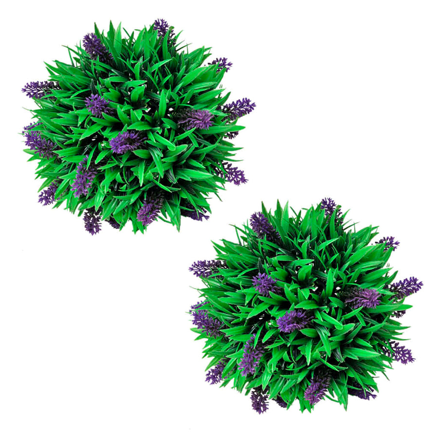 -Delige Kunstbuxussenset Bolvormig Met Lavendel 28 cm