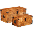 2-Piece Rough Mango Wood Storage Box Set