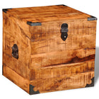 Storage box cube-shaped rough mango wood