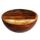 Salontafel komvorm 60x28 cm gerecycled hout staal