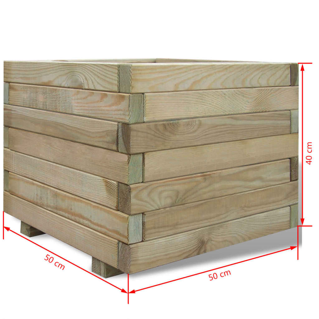Plantenbak Verhoogd Vierkant Hout 50 x 50 x 40 cm Groen