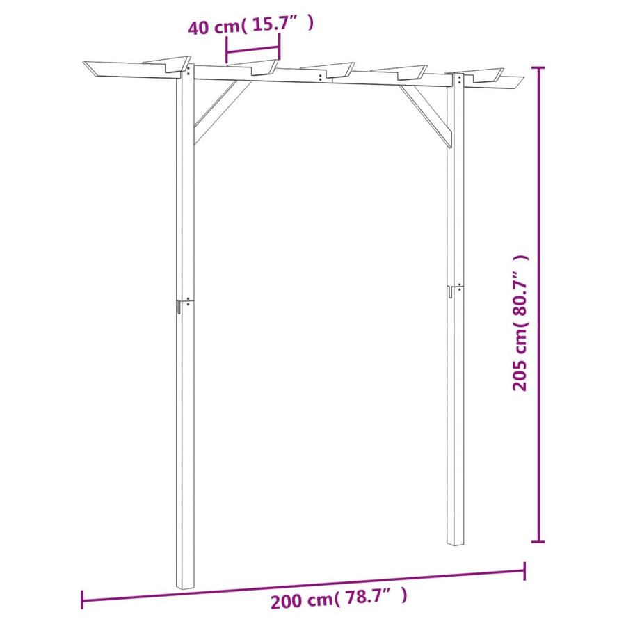 Pergola Hout 200 x 40 x 205 cm